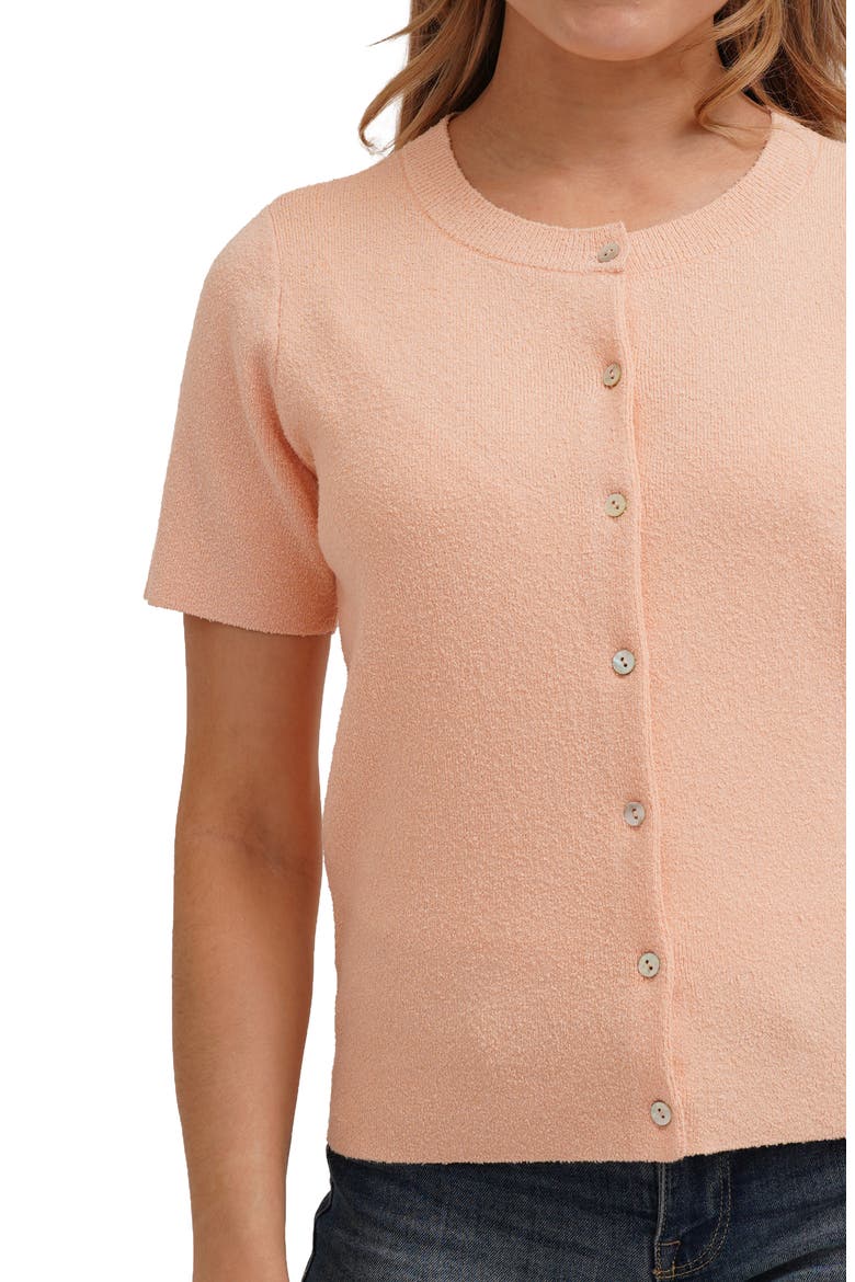 Short Sleeve Cardigan, Alternate, color, MELLOW PEACH