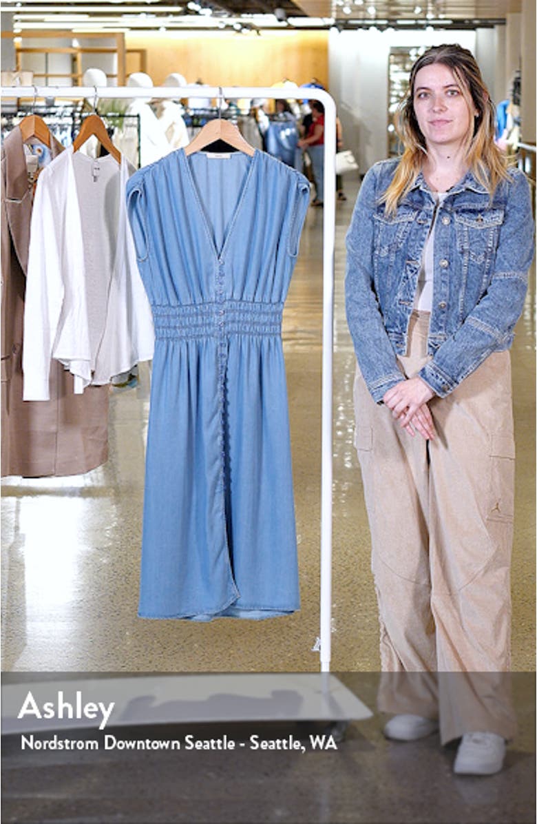 Galaday Smock Waist Chambray Midi Dress, sales video thumbnail