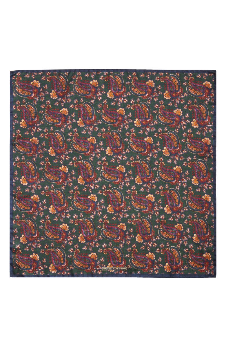 Nordstrom Paisley Silk Pocket Square, Alternate, color, Green