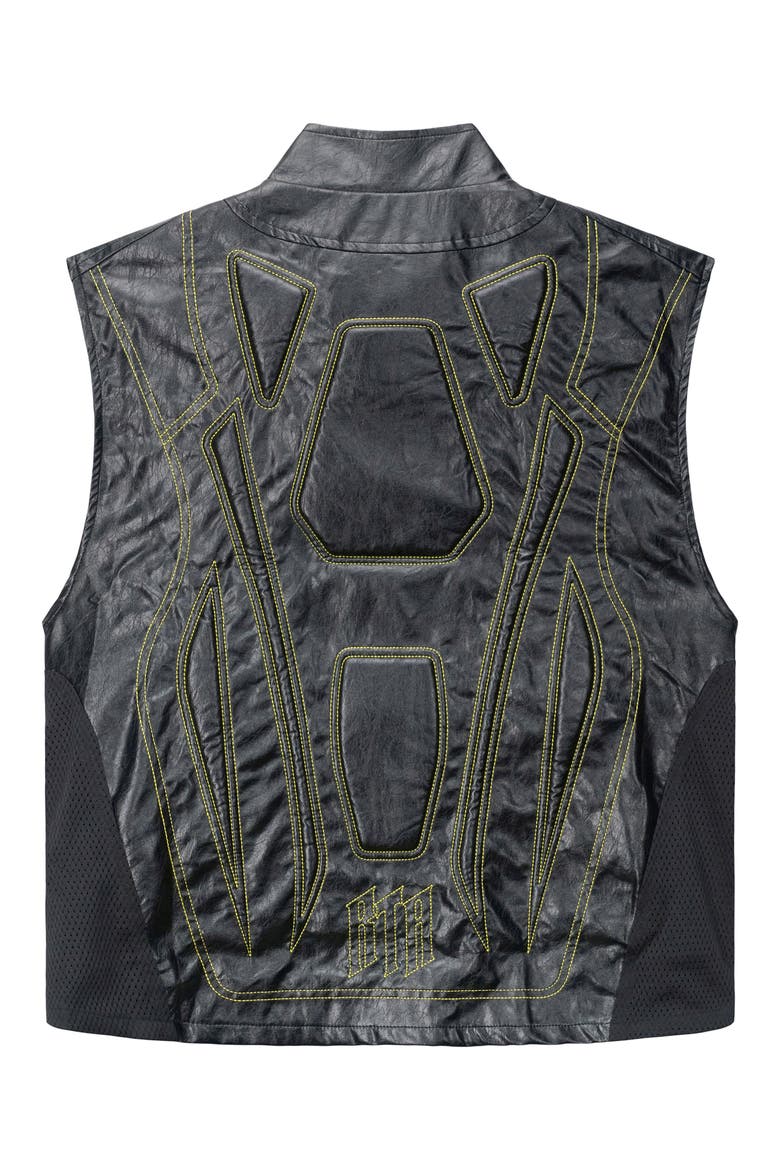 Noe Faux Leather Biker Vest, Alternate, color, BLACK