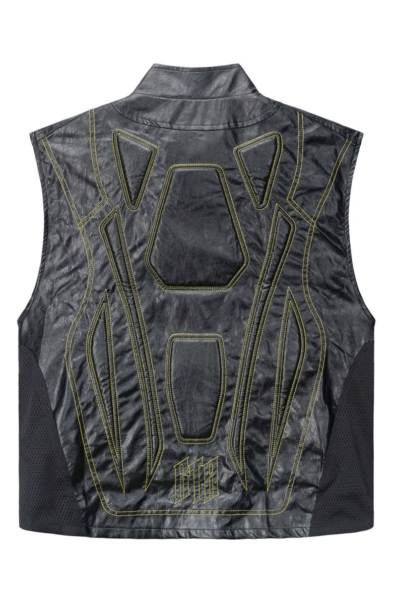 RtA Noe Faux Leather Biker Vest, Alternate, color, Black