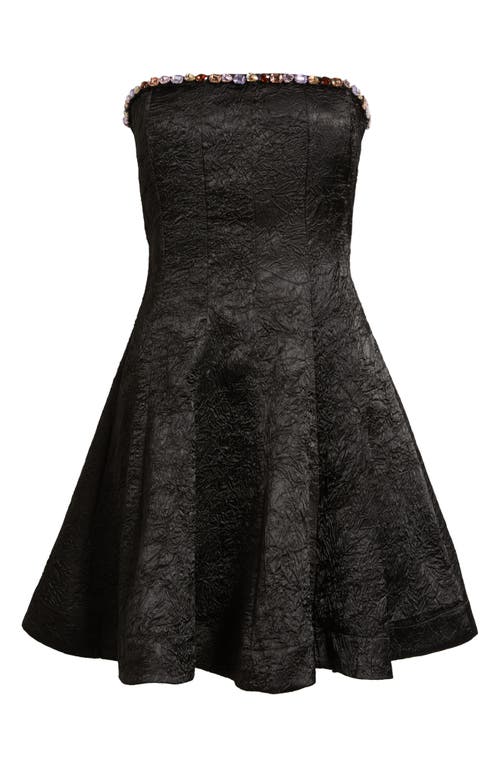 Cece Jewel Textured Strapless Minidress In Black