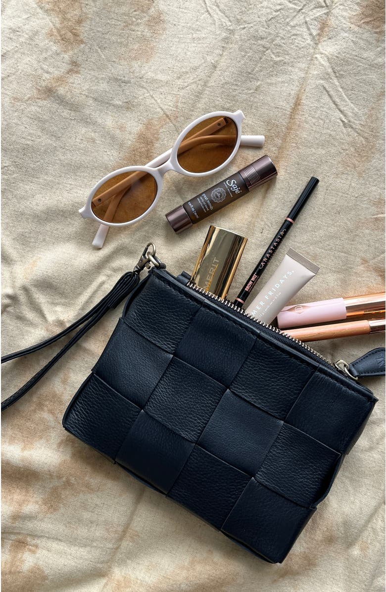 Mandrn Leather Clutch, Alternate, color, Black