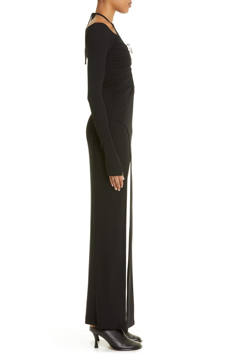 Mobius Slit Ruched Long Sleeve Knit Dress, Alternate, color, BLACK