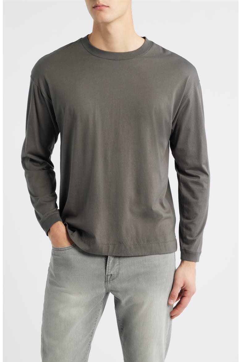 Light Long Sleeve Supima® Cotton T-Shirt, Main, color, DARK GREY