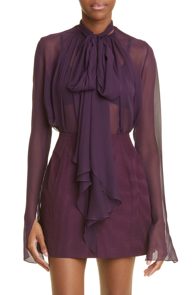 Jason Wu Collection Silk Chiffon Bow Blouse, Main, color, 