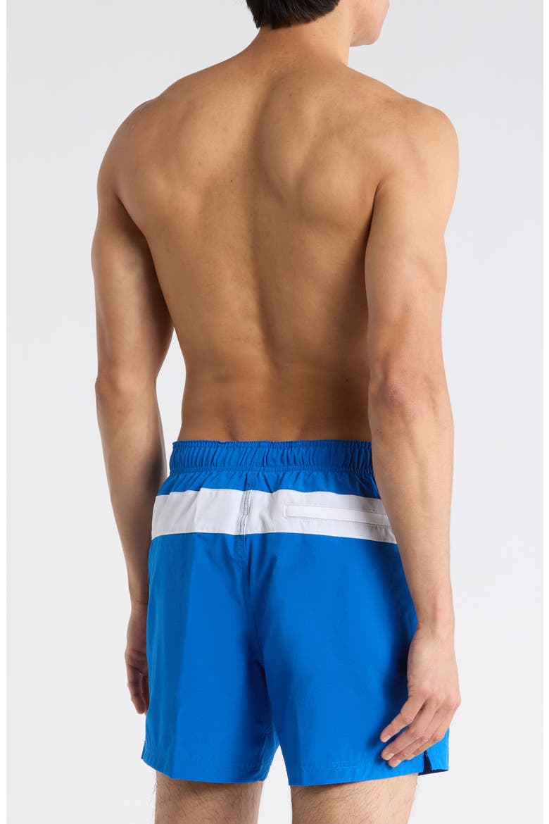 Colorblock Volley Swim Trunks, Alternate, color, BLUE