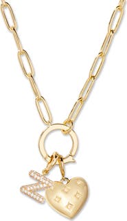 Brook and York Lillian Initial Heart Charm Necklace