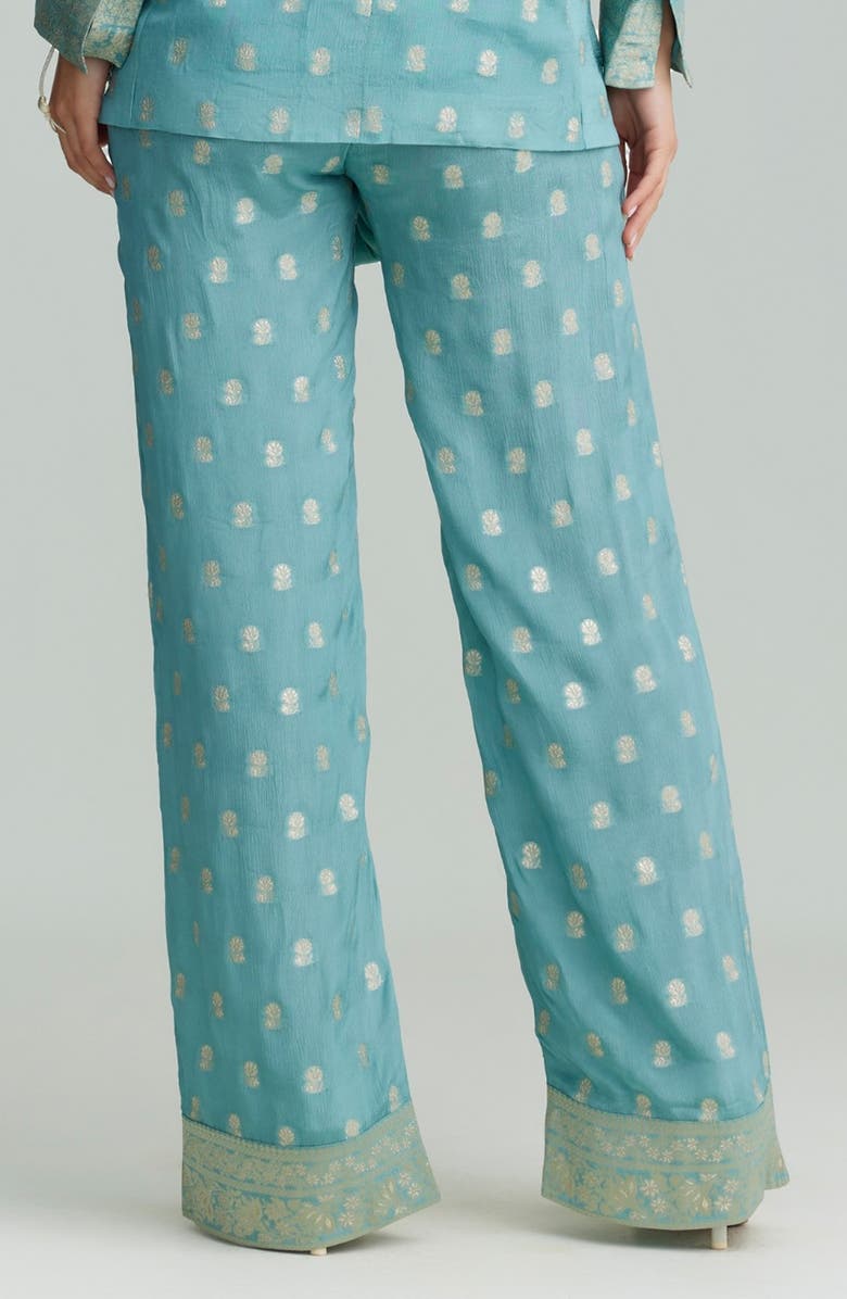 holiCHIC Zoya Metallic Wide Leg Pants, Alternate, color, Light Blue