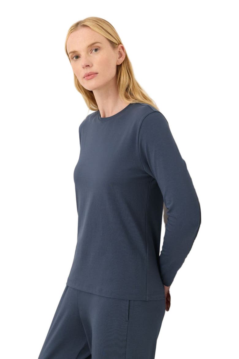 Luxe Essential Crewneck Long Sleeve Tee Made With Organic Cotton, Alternate, color, Steel Blue