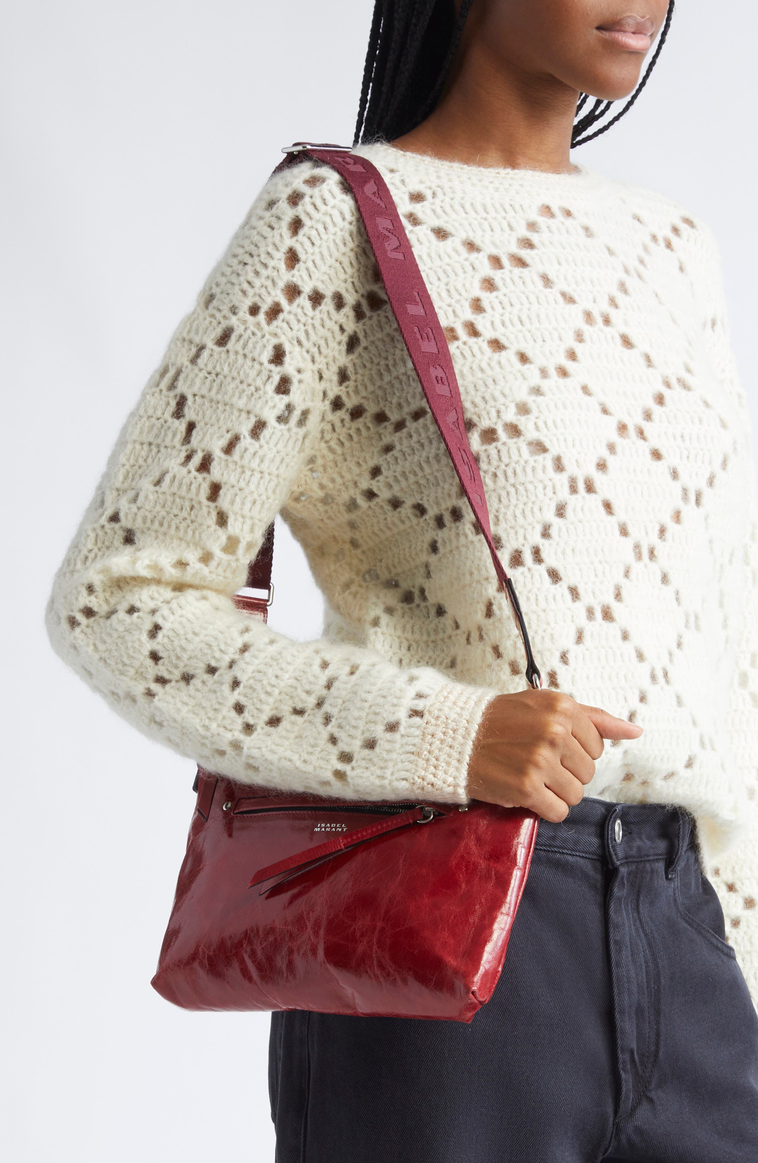 Nessah Wardy Leather Crossbody Bag, Alternate, color, DEEP RED