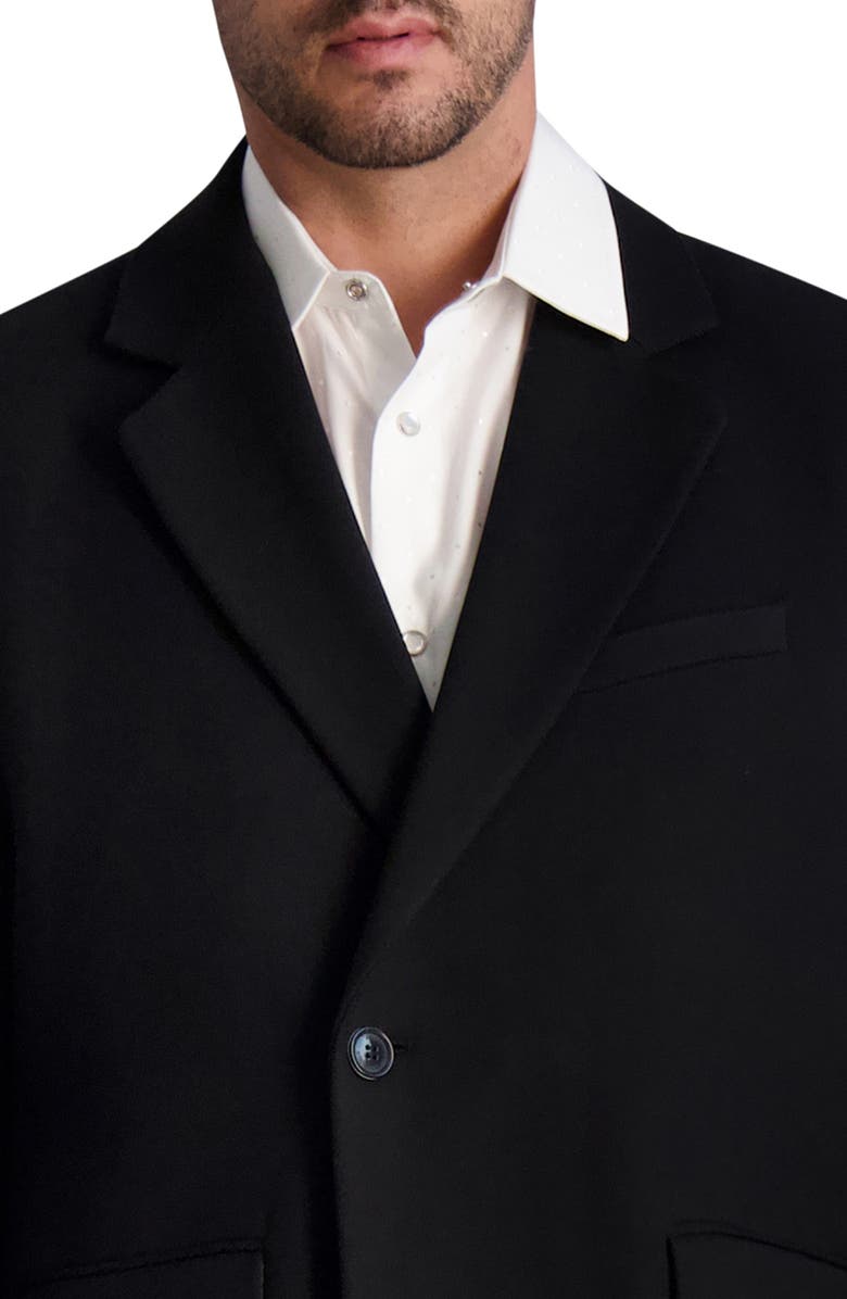 Karl Lagerfeld Paris White Label One Button Notched Lapel Topcoat, Alternate, color, Black