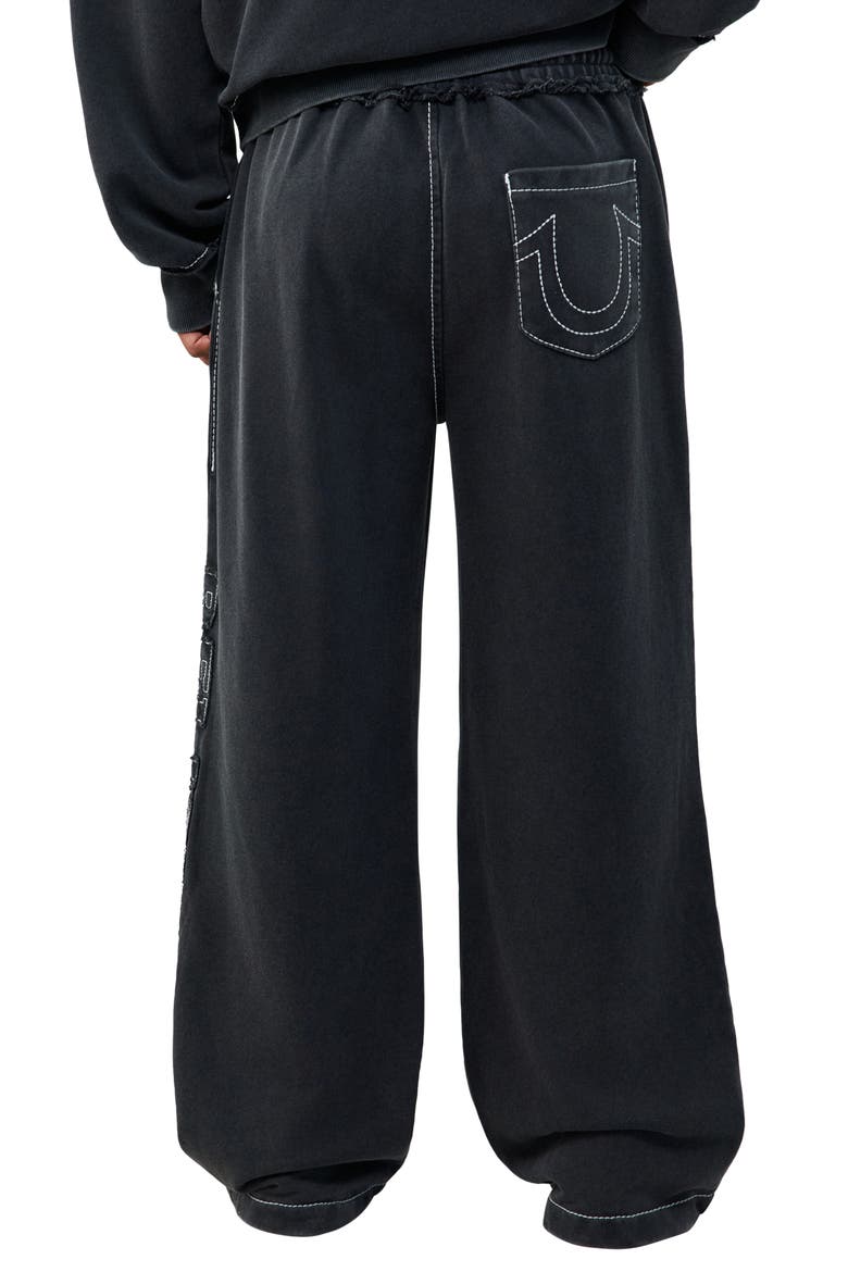 Big T Appliqué Baggy Sweatpants, Alternate, color, JET BLACK