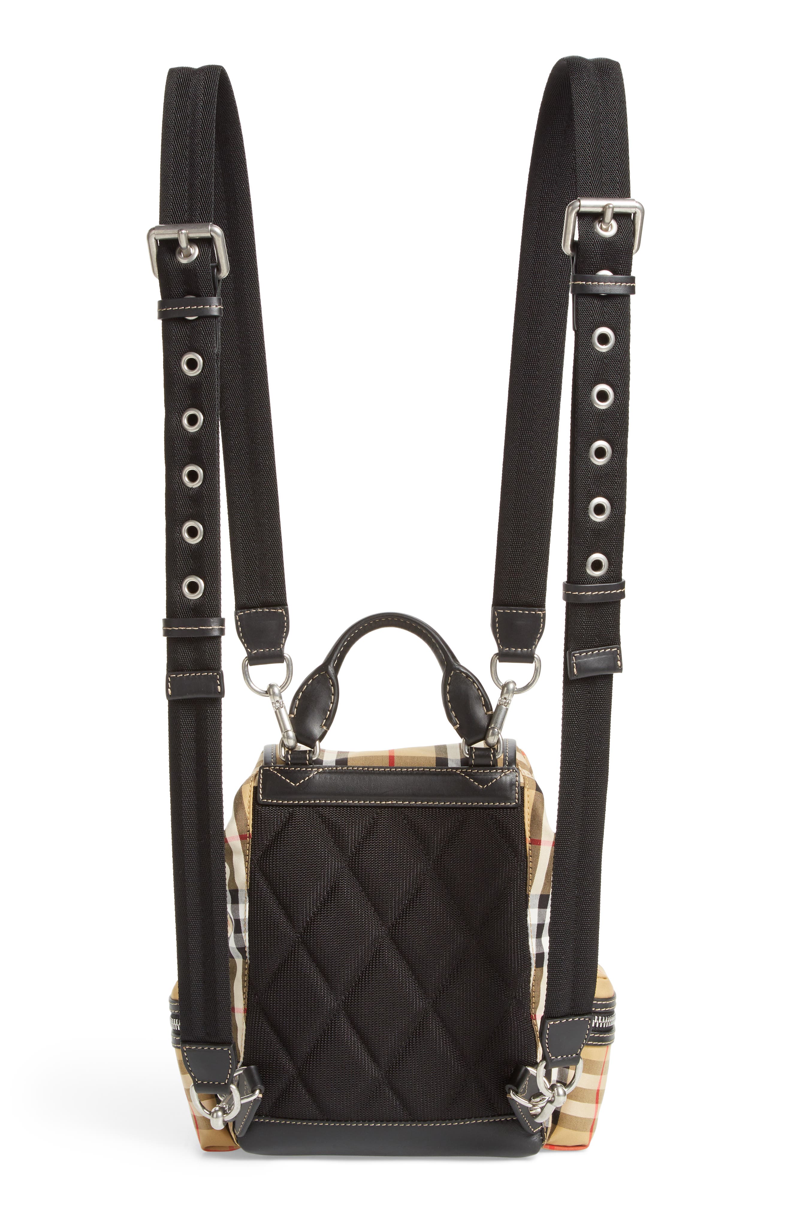 Burberry Small Rucksack Vintage Check Canvas & Leather Backpack, Alternate, color, 