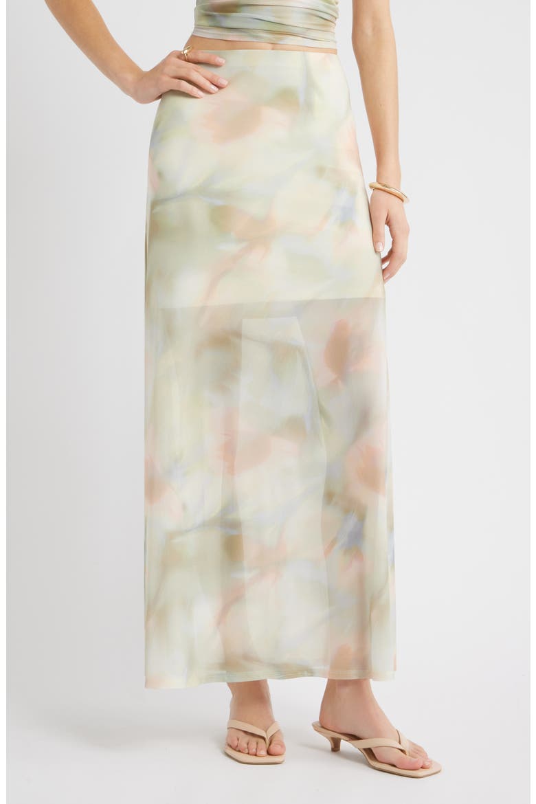 Print Mesh Maxi Skirt, Main, color, PINK WHISPER FLORAL