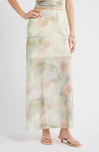 Open Edit Print Mesh Maxi Skirt