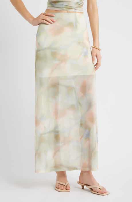 Open Edit Print Mesh Maxi Skirt