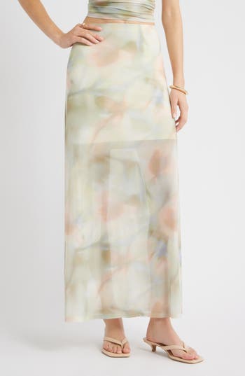 Open Edit Print Mesh Maxi Skirt