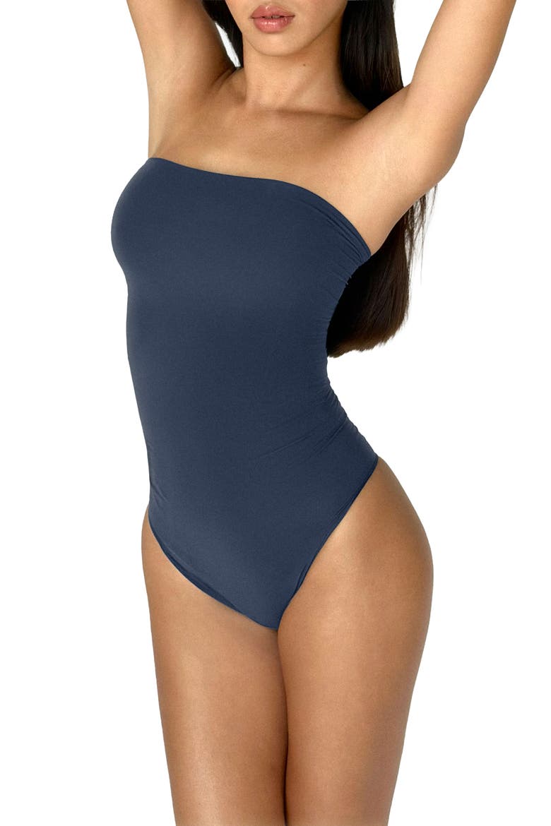 Seamless Forming Strapless Bodysuit, Alternate, color, Midnight