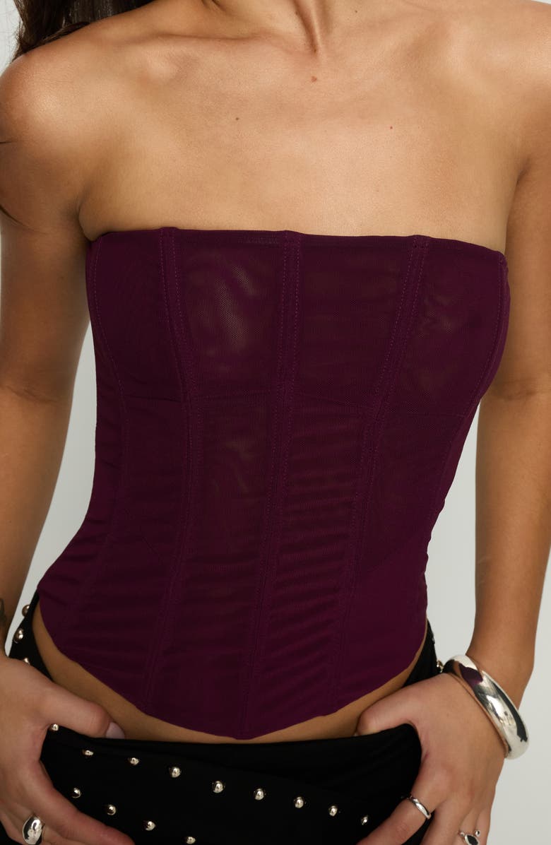 Princess Polly Oscuro Mesh Corset Top, Alternate, color, Currant