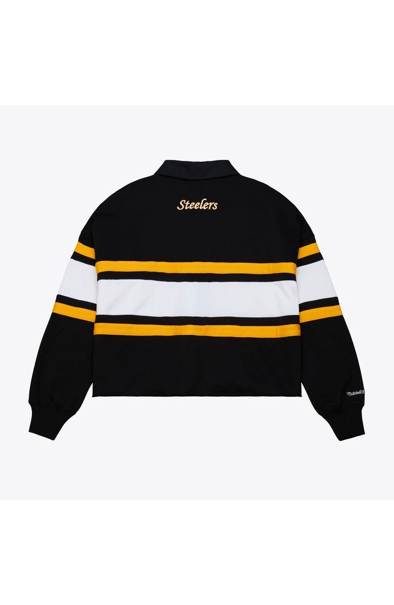 Mitchell & Ness Women's Mitchell & Ness  Black Pittsburgh Steelers  Cropped Long Sleeve Rugby Polo, Alternate, color, Black