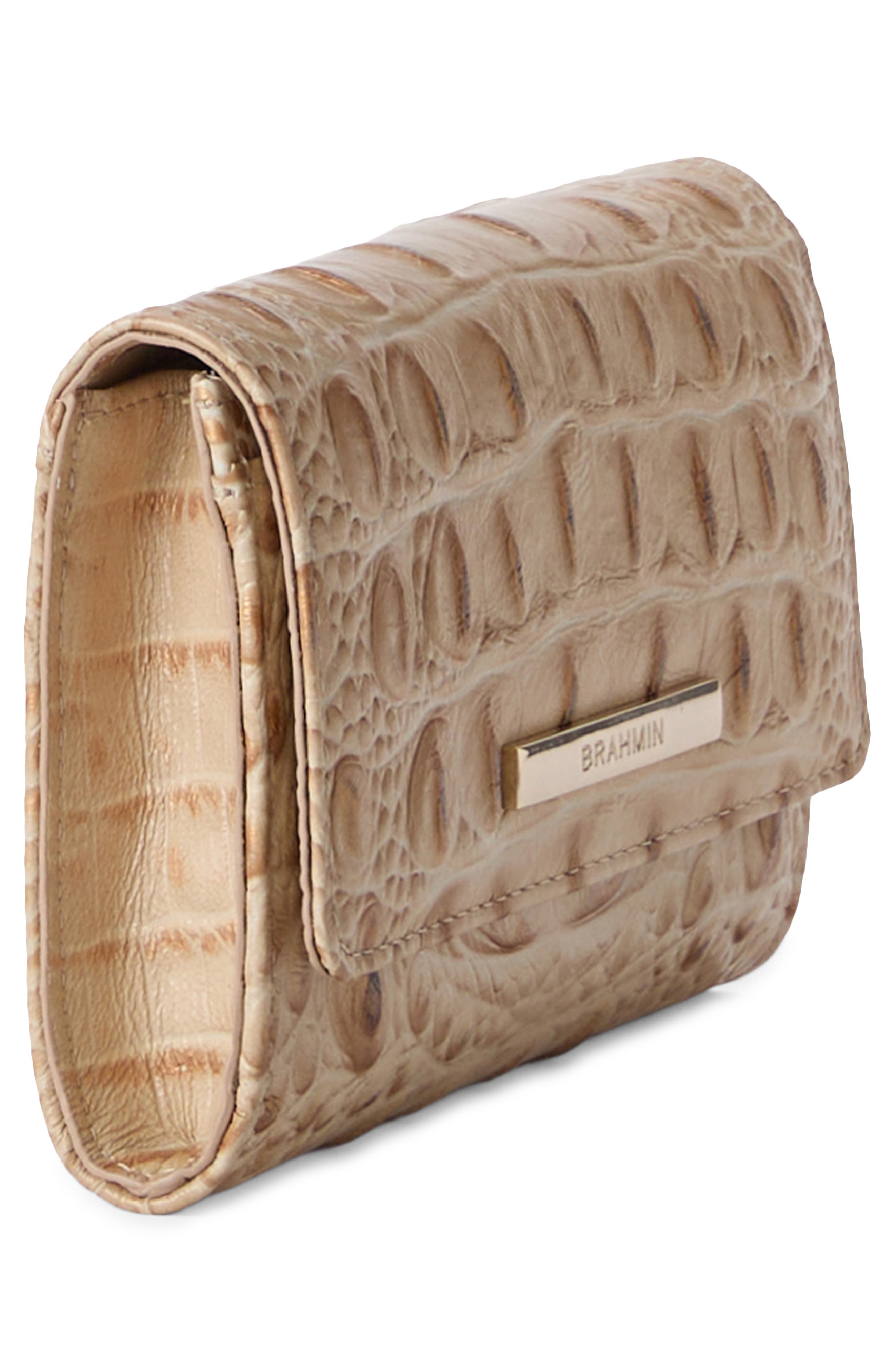 Kerra Croc Embossed Leather Wallet, Alternate, color, SANDSTORM