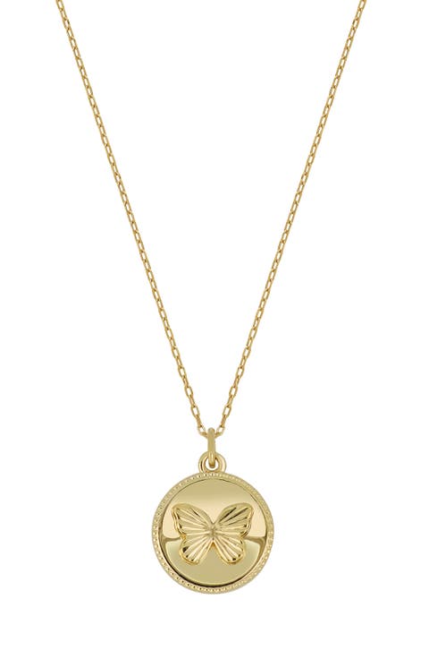 14K Gold Butterfly Medallion Pendant Necklace (Online Trunk Show)