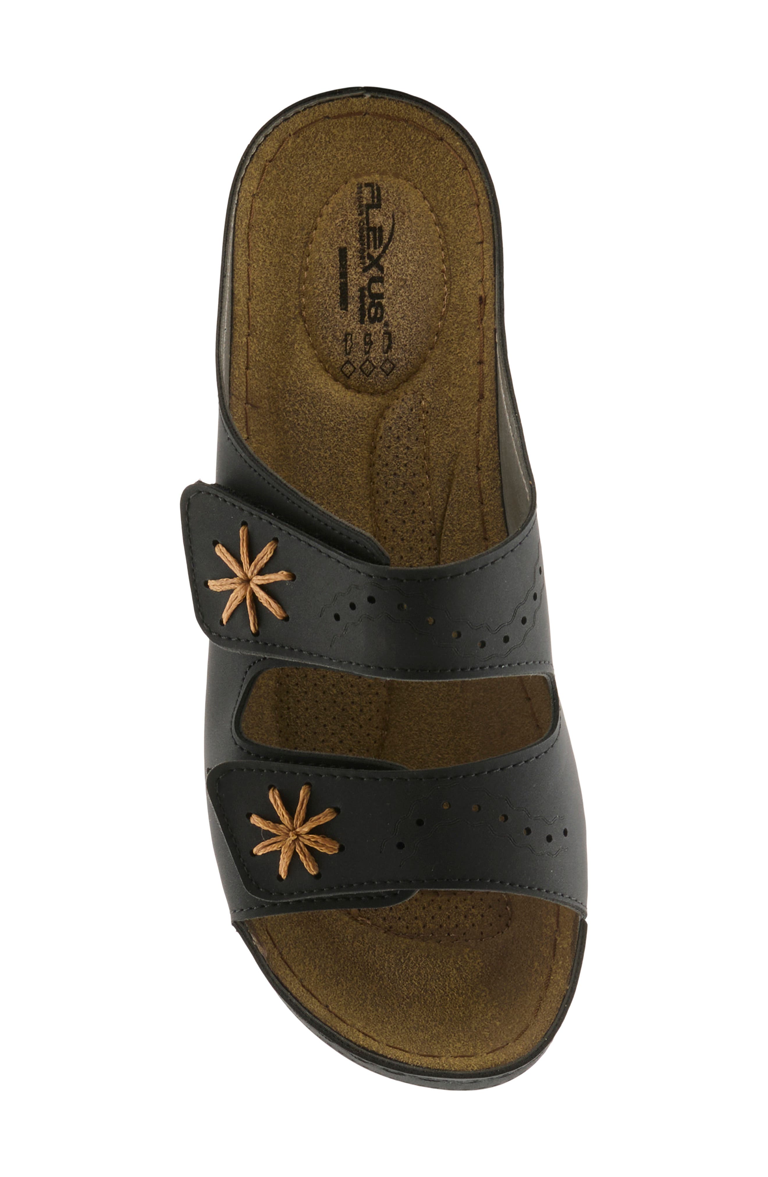 Double Strap Wedge Sandal, Alternate, color, BLACK