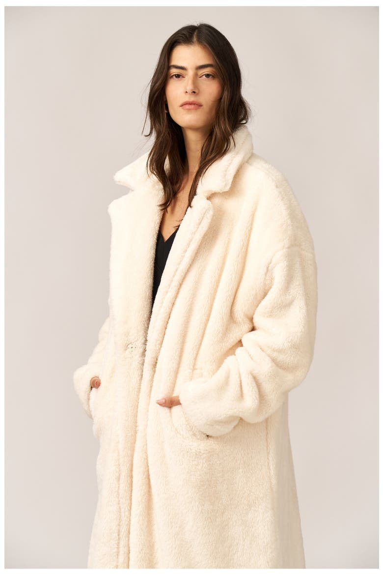 The Long Fleece Lounge Coat, Alternate, color, Ivory