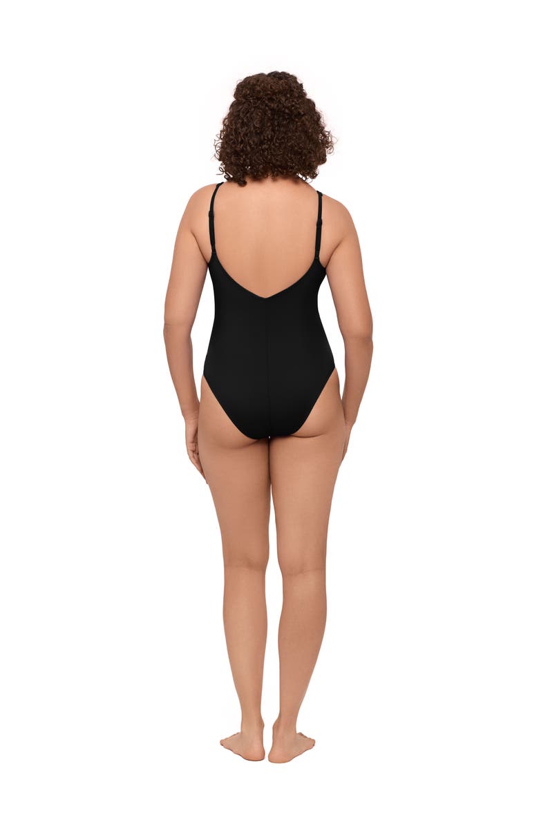 S3 Apparel Supportive and Sculpting Banded Plunge V-Neck One-Piece Swimsuit, Alternate, color, Onyx Black