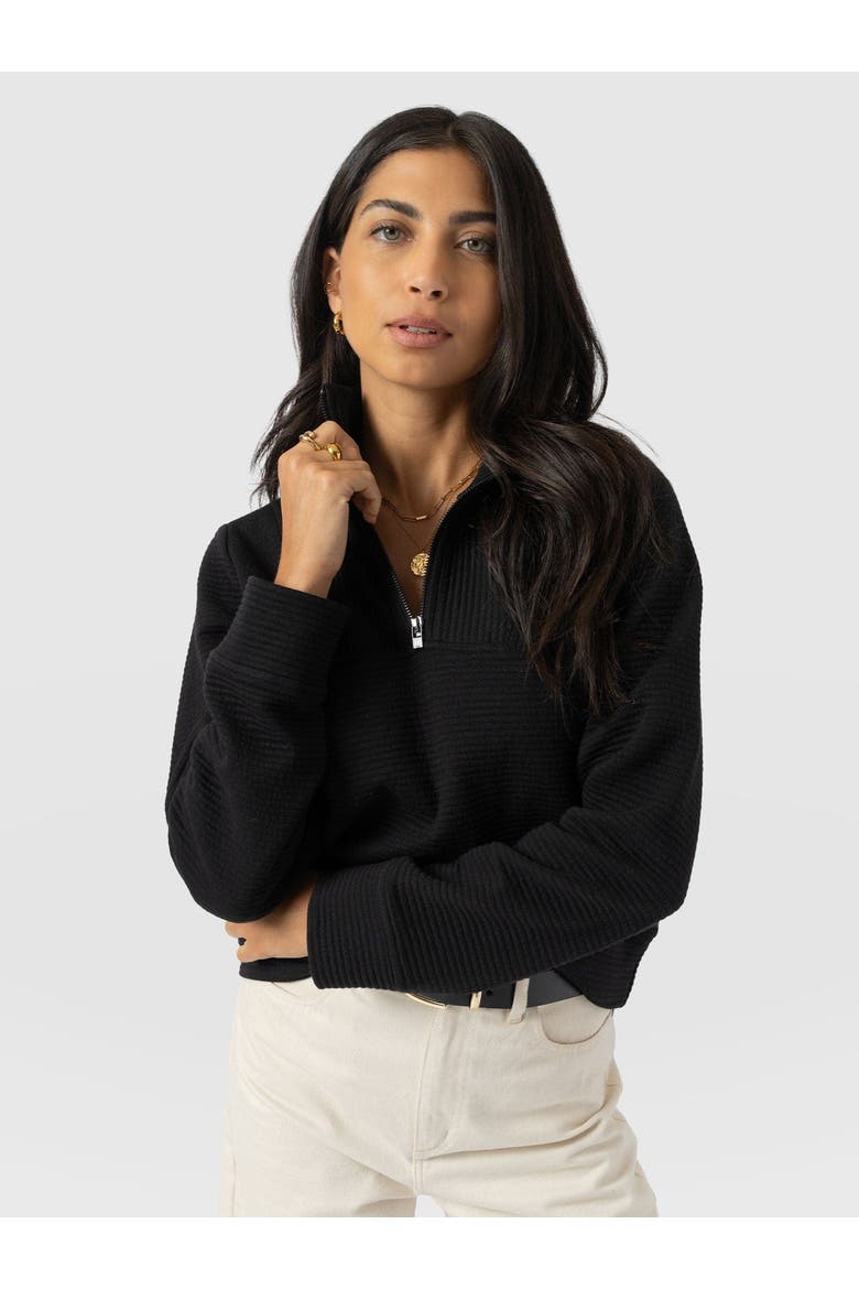 Halsey Quarter Zip, Alternate, color, Black Ottoman