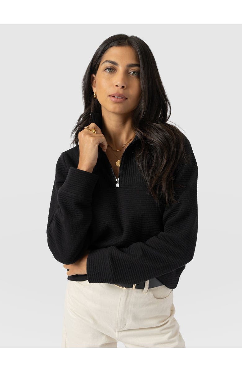 Saint + Sofia Halsey Quarter Zip, Alternate, color, Black Ottoman