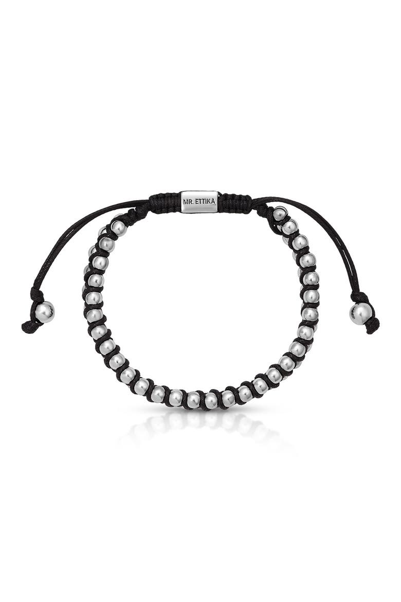 Men's Double Row Beaded Bracelet, Main, color, BLACK