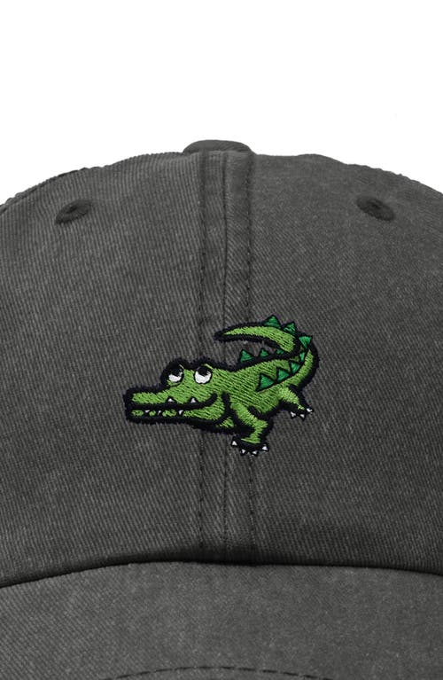 Dalix Alligator Embroidered Wildlife Cap In Washed Gray