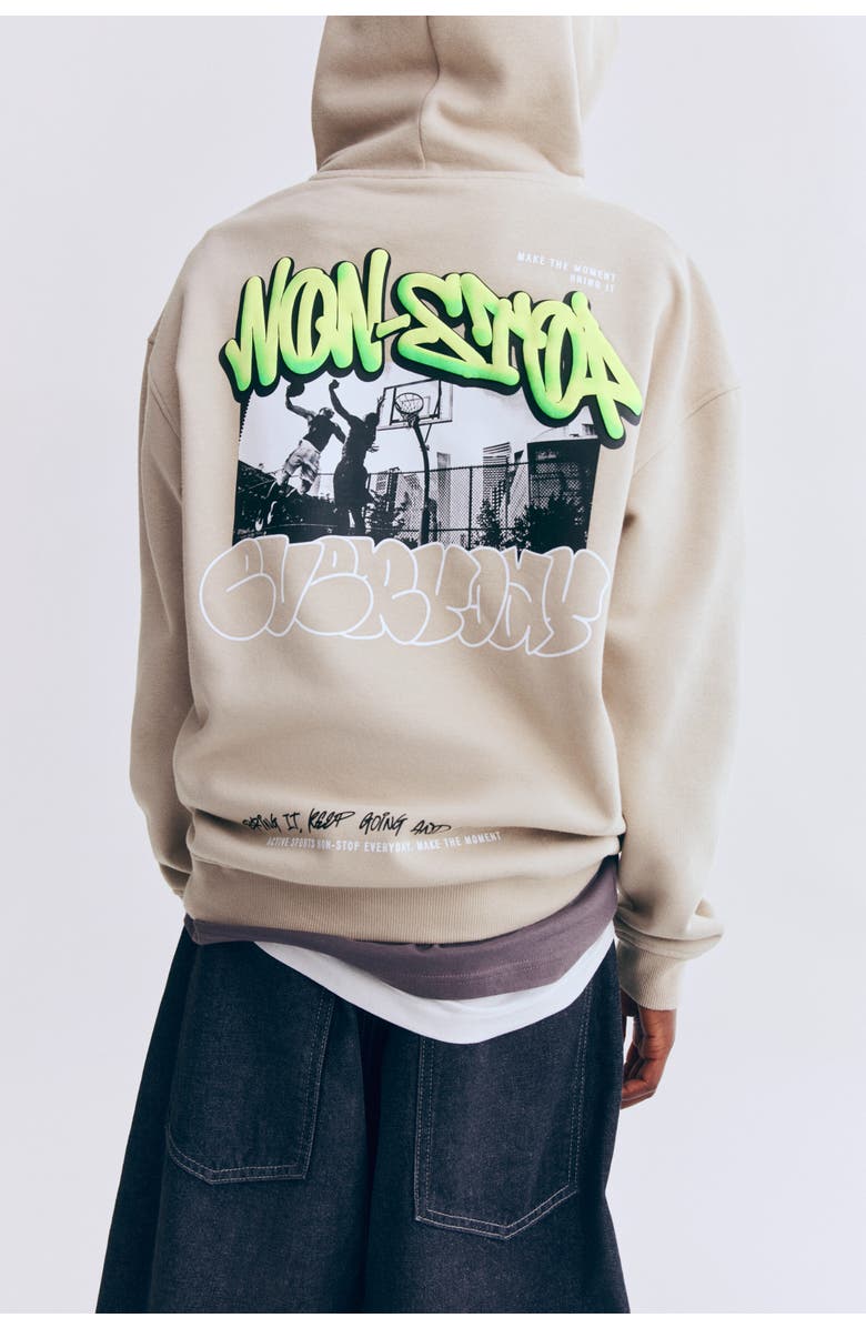 H&M Hoodie, Alternate, color, Light Beige/Non Stop