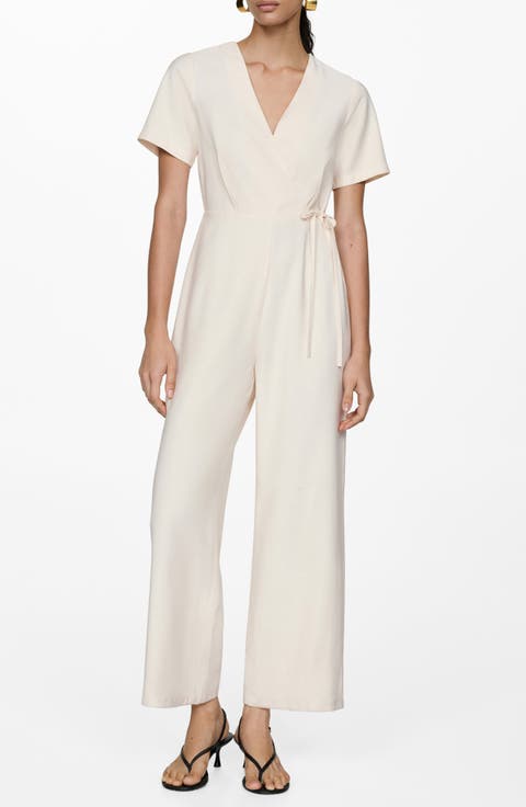 Faux Wrap Straight Leg Jumpsuit