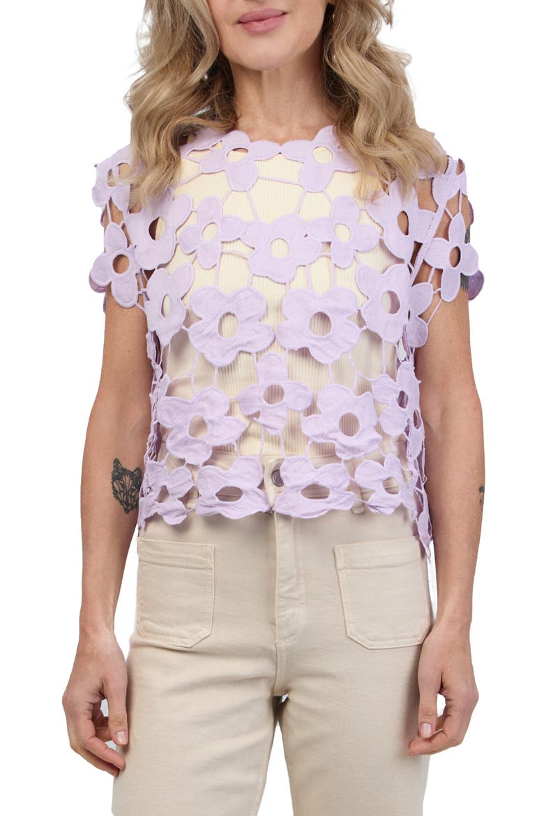 Floral Lace Vest, Main, color, PURPLE