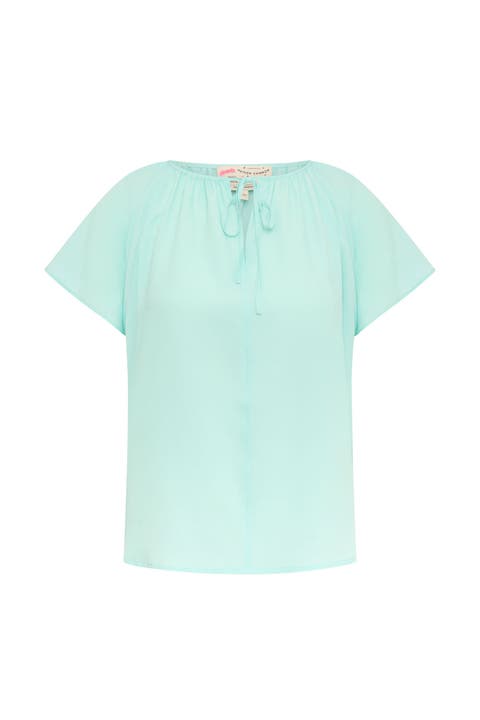 Silk Blend Cap Sleeve Blouse