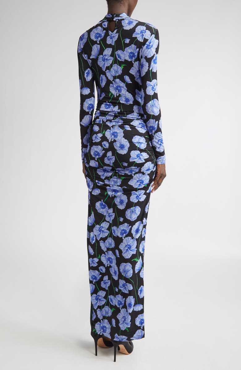 Carolina Herrera Twisted Neckline Long Sleeve Stretch Jersey Gown, Alternate, color, 