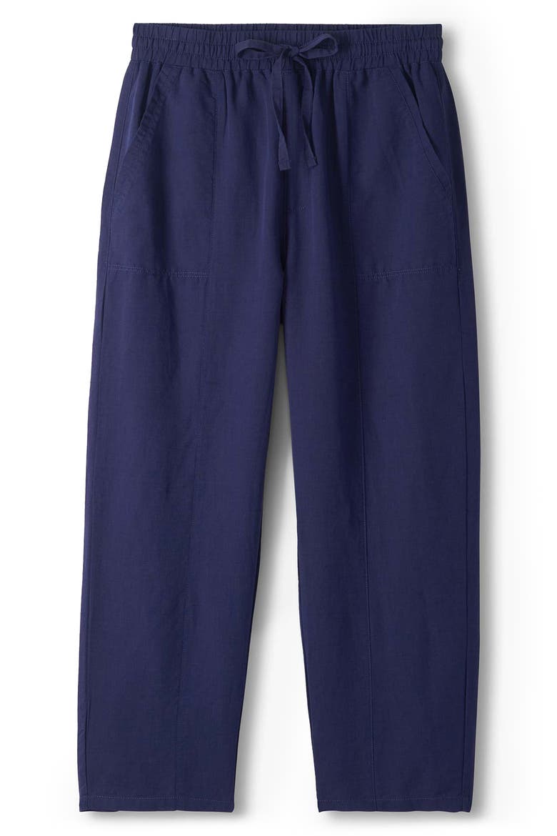 Linen & Cotton Drawstring Ankle Straight Leg Pants, Alternate, color, PATRIOT BLUE