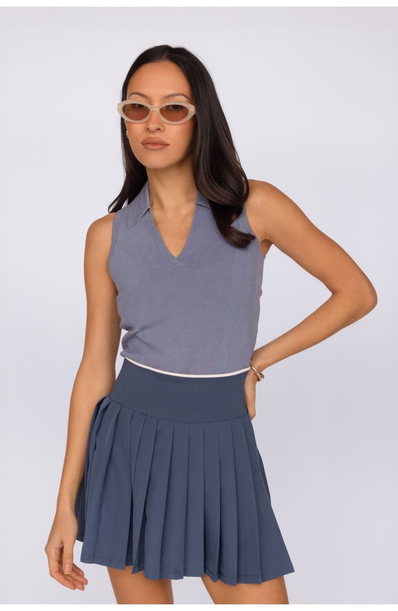 Fore-té Club Attire Juliette Collared Tank, Main, color, Lavender Steel