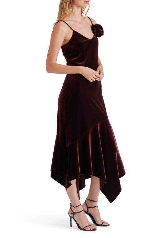 STEVE MADDEN STEVE MADDEN LUCILLE ROSETTE DETAIL ASYMMETRIC VELVET DRESS
