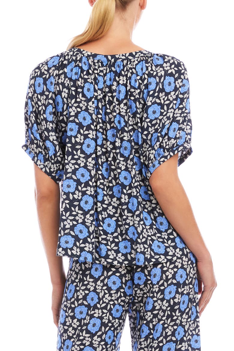 Floral Button-Up Peasant Top, Alternate, color, BLUE PRINT