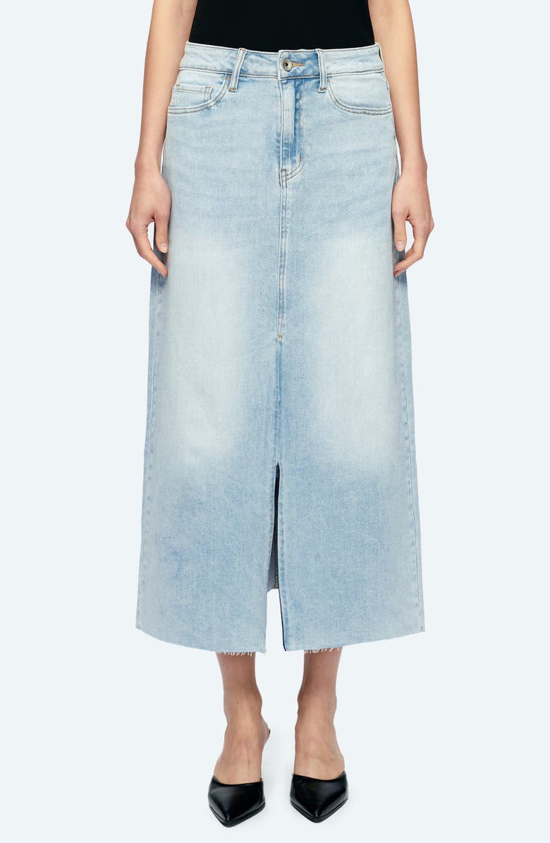 Bayeas Raw Hem Denim Midi Skirt, Main, color, Story