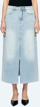 Bayeas Raw Hem Denim Midi Skirt