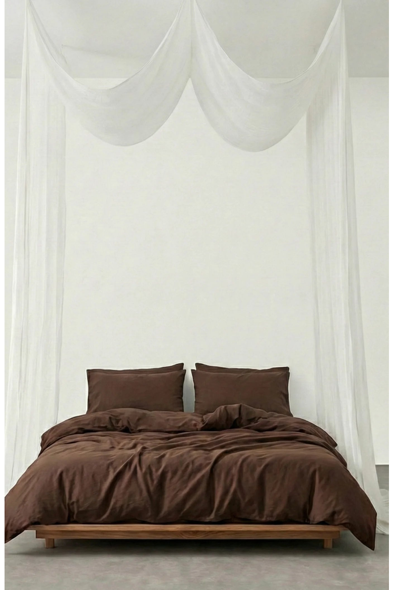 Latte Modern Minimalist Bedding Set, Alternate, color, Latte Brown, Flat