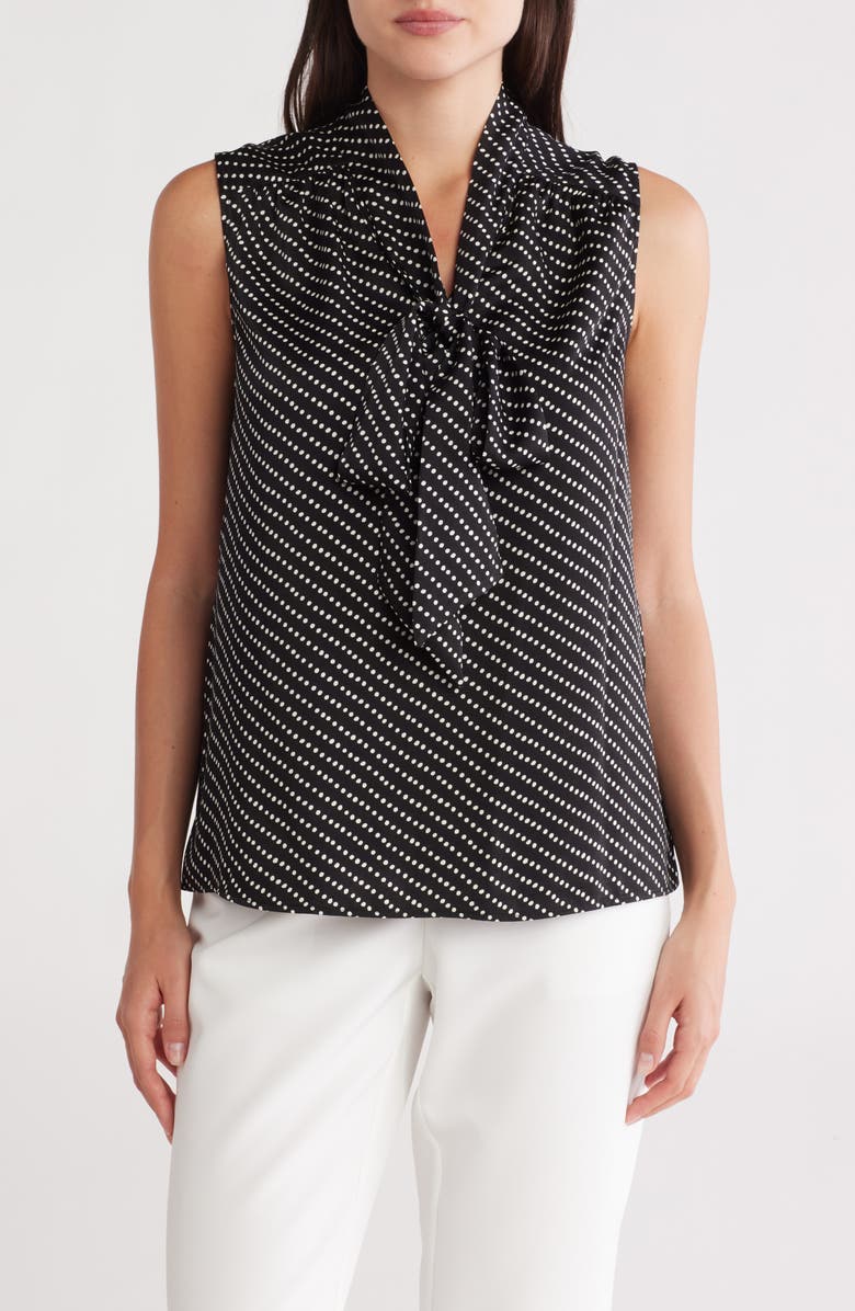 Gemma + Jane Tie Front Sleeveless Top, Main, color, Black/ Ivory