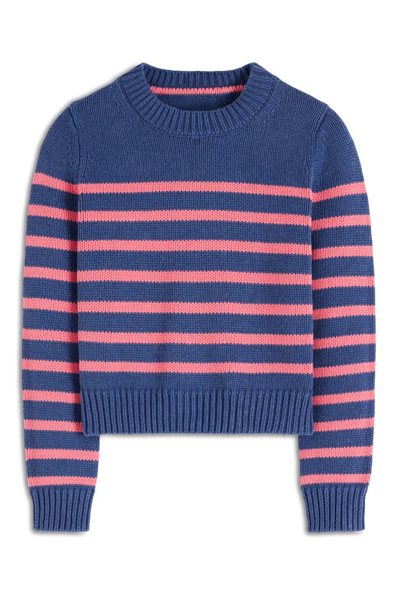 Lucy Stripe Chunky Crop Cotton Sweater, Alternate, color, BLUE, PINK STRIPE