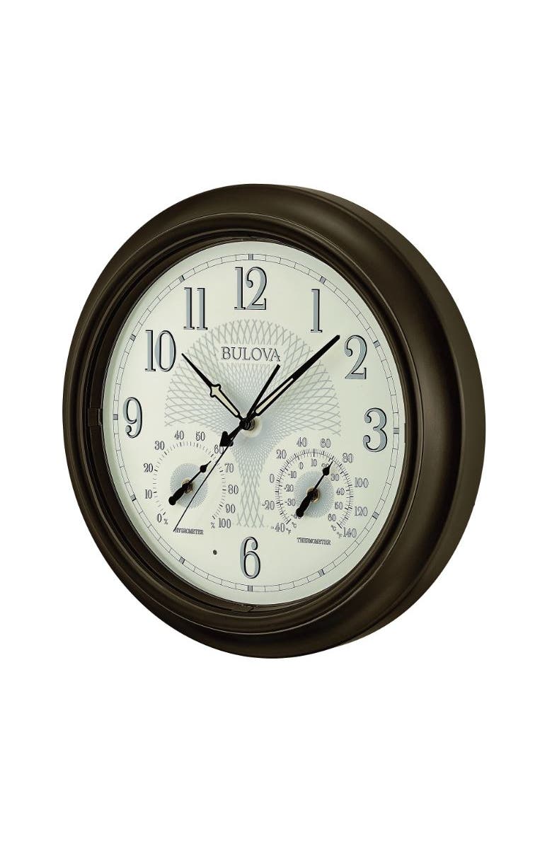 Bulova Clocks Weather Master Outdoor Wall Clock, 18" Diameter, Black, Alternate, color, Black
