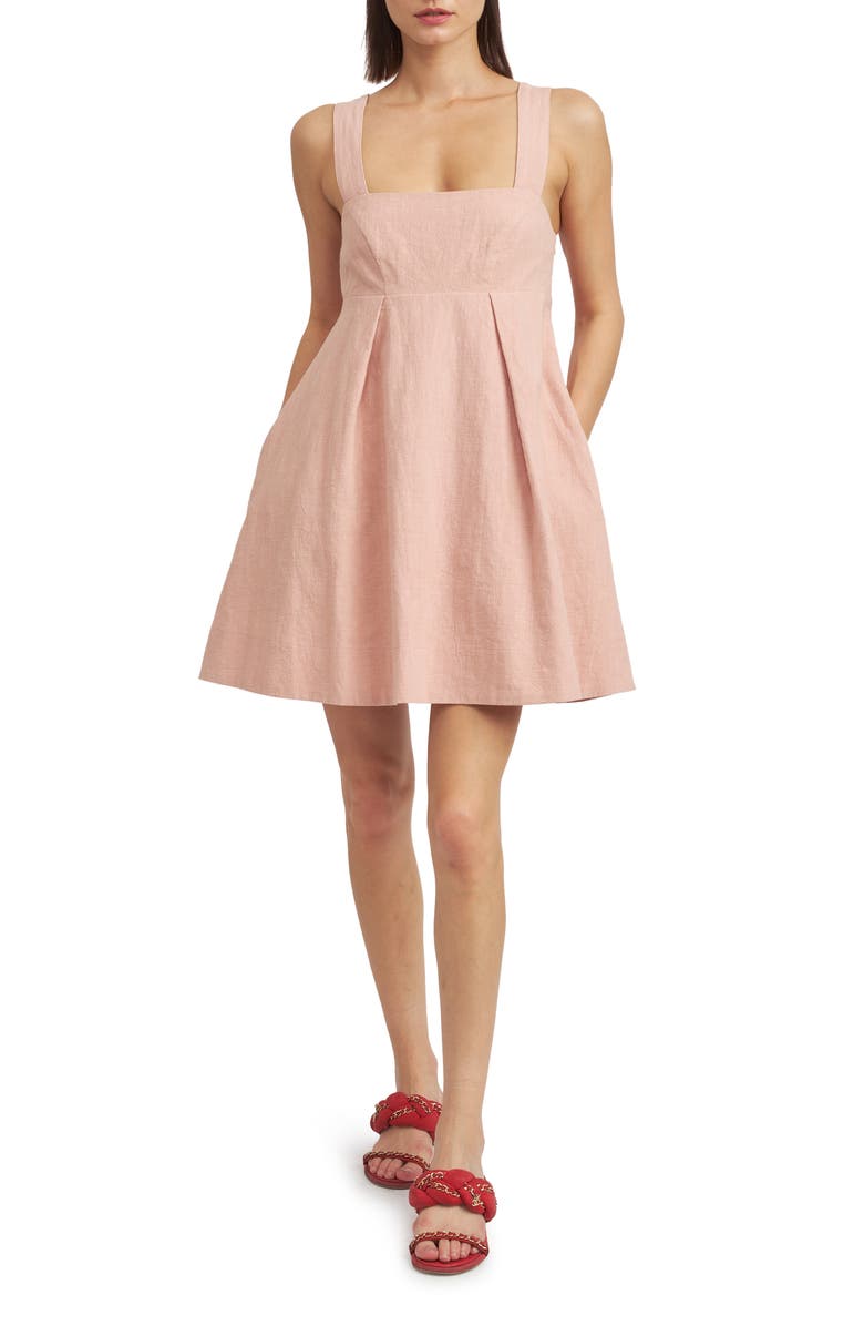 En Saison Linen Minidress, Main, color, Blush
